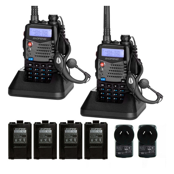 Kit Handies Baofeng Uv-5ra Doble Banda Manos Libres Bandas de frecuencia VHF/UHF Color Negro