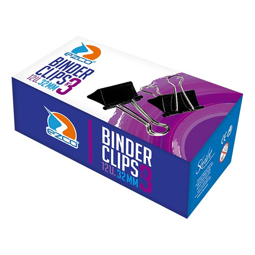 Clips Binder Ezco 32mm N3 Negro X12