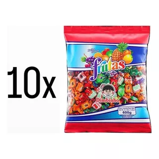 Bala Sortidas De Frutas Mastigável Dimbinho 600g Kit C/ 10