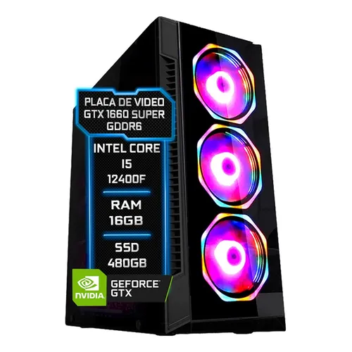 Pc Gamer Fácil Intel I5 12400f 16gb Ssd 480gb Gtx 1660 Super