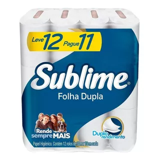 Papel Higienico Folha Dupla Sublime Softys L12p11 Rolos