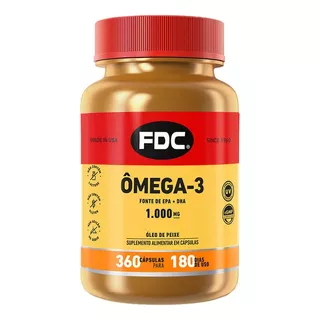 Ômega-3 360 Cáps Fdc Vitaminas Fish Oil Epa 360mg Dha 240mg 