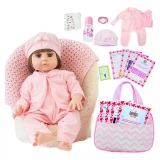 Bebê Reborn Realista Boneca Silicone Com Bolsa Maternidade