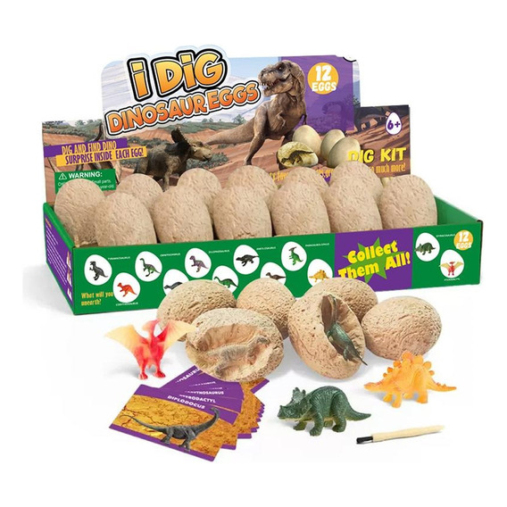 12pcs Juego De Dinosaurio, Arqueológico Cavar Huevos De Dino