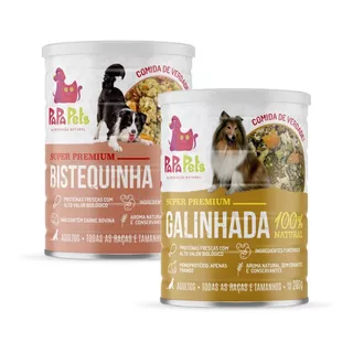 Kit 2 Ração Natural Umida Patê Cães Galinhada Bistequinha