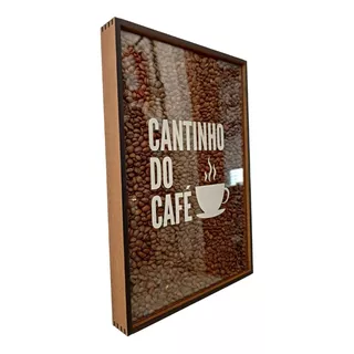 Quadro Decorativo Cantinho Do Café Com Grãos De Café 32x23 