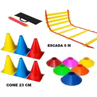 Kit Escada Agilidade 6 Cones 6 Chapéu Funcional Exercícios