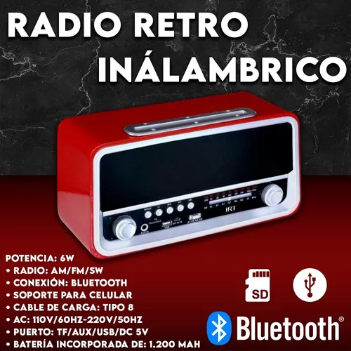 Radio Retro Portátil Dial Batería Recargable Mp3 Y Bluetooth