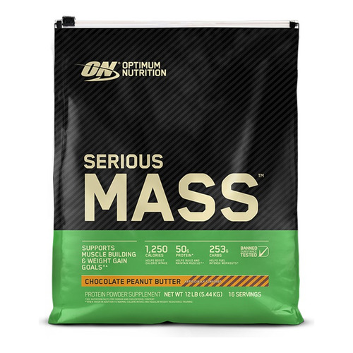 Suplemento en polvo Optimum Nutrition  Mass Serious Mass carbohidratos sabor chocolate peanut butter en bolsa de 5.44kg