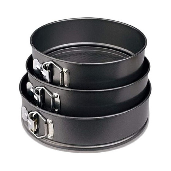 Set 3 Moldes Desmontable Redondo Queque Torta Bizcocho Metal