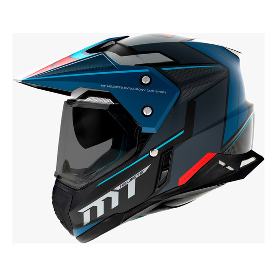 Casco Moto Mt Synchrony Duo Sport Patrol B7 Azul Brillo