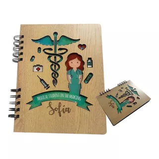 Agenda Personalizada En Madera (mdf) 100 Hojas Envio Gratis.