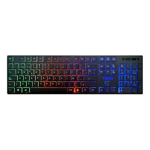 Teclado gamer Noganet NKB-500 QWERTY español España color negro con luz RGB