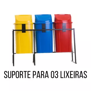 Suporte De Ferro Para 03 Lixeiras 60l Coleta Seletiva