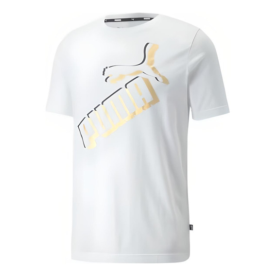 Camiseta Puma Hombre Ess+ Big Logo Foil Tee Blanco