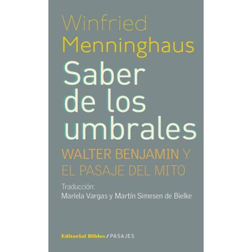 Saber De Los Umbrales - Walter Benjamin Y El Pasaje Del Mito