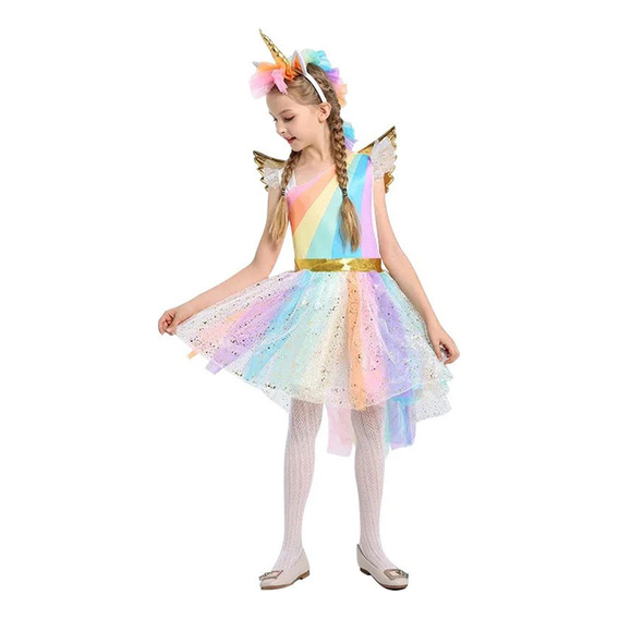 Disfraz Vestido Niños Unicornio Arcoiris