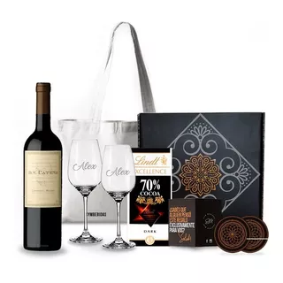 Box Vino Dv Catena Copas Transparentes Chocolates Kit Set