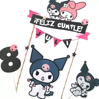 Adorno De Torta Cake Topper Pinchos Kuromi My Melody Kitty