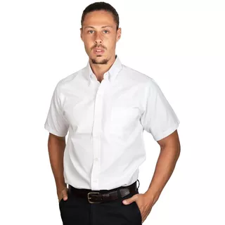 Camisa Hombre Oxford Clasica Manga Corta Algodón