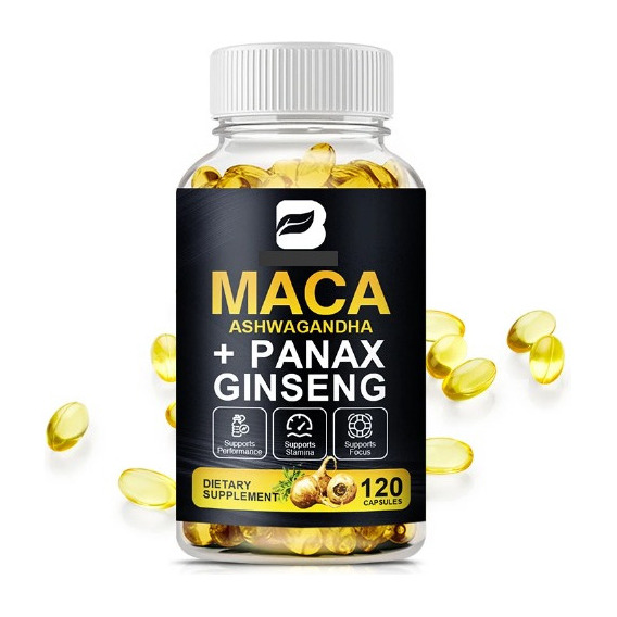 Maca Peruana + Ginseng + Ashwagandha Frasco 120 Cápsulas  