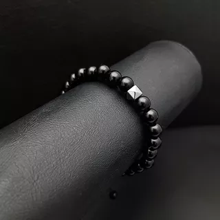 Pulseira Masculina De Bolinha Black Syrio Ajustável