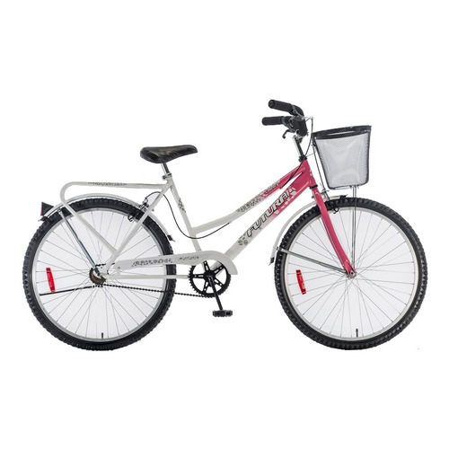 Bicicleta paseo femenina Futura Country R26 frenos v-brakes color rosa/blanco con pie de apoyo  