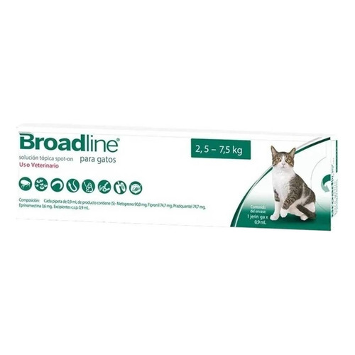 Pipeta antiparasitario para pulga Merial Broadline para gato de 2.5kg a 7.5kg