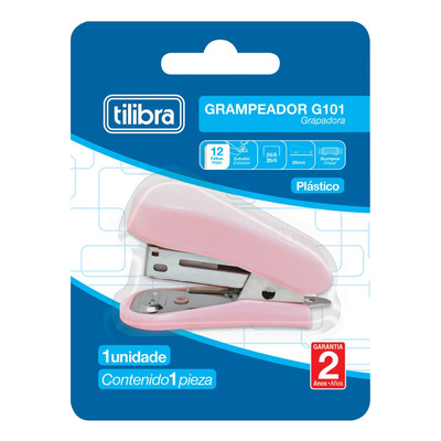 Grampeador Rosa Mini G101 C/ Extrator 12 F 26/6 24/6 Tilibra