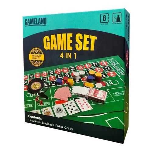 Juego De Mesa Casino Game Set 4 En 1 +6 Años Gameland Bg0071