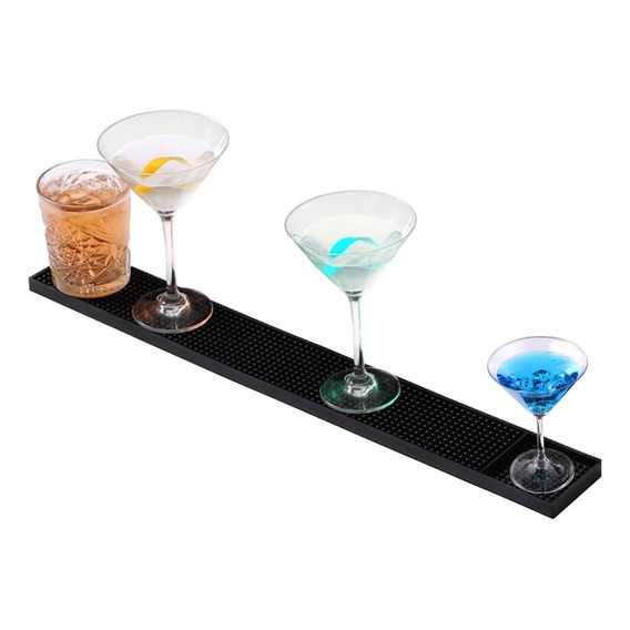 Goma Bar Negra 59 X 8 Cm Escurridor Vaso Copas Barmat