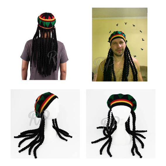 Gorro Boina Reggae Con Dreadlocks, Estándar,  Unisex, 