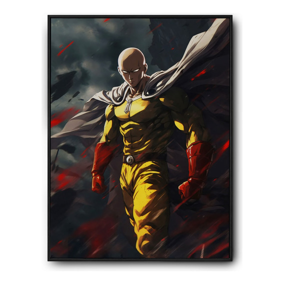 Cuadro One Punch Man - Marco De Madera Sin Vidrio