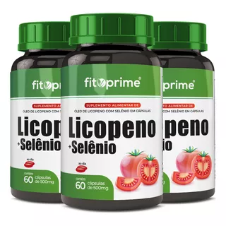 3 Potes Licopeno + Selênio 500mg 60cps Fitoprime