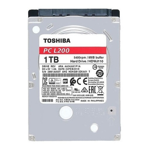 Disco Duro Interno Para Portátil Toshiba 1tb Color Plata/negro