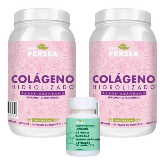 2 Colageno Hidrolizado A&g Persea Sabor Arandano 1.2 Kg C/u 