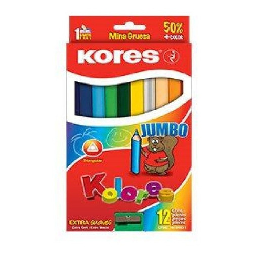 Colores Kores 935120 Triangulares Jumbo 5mm Caja C/12pzs