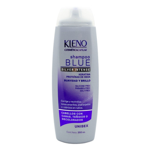 Kleno Blue Shampoo Silver Intense Matizador Rubios 350ml