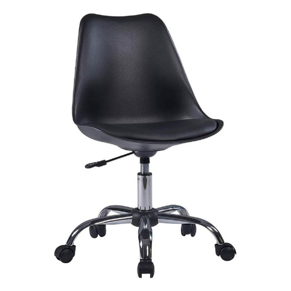 Silla Eames De Oficina Acolchonada Altura Ajustable Color Negro Material del tapizado Cuero sintético