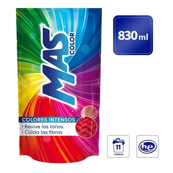 Detergente Líquido Mas Color, Colores Intensos 830ml
