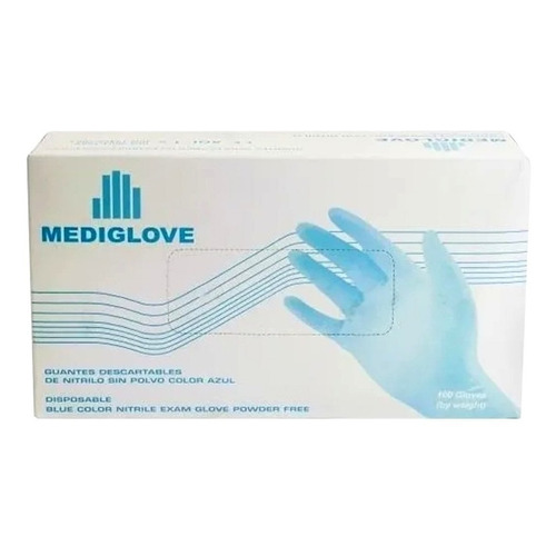 Guantes descartables antideslizantes Mediglove color azul talle L de nitrilo en pack de 10 x 100 unidades