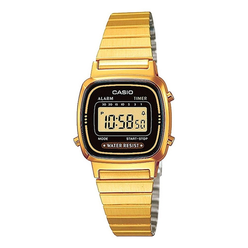 Reloj Casio Dama Modelo La670wga-1 Local Centro Obelisco Color De La Malla Dorado Color Del Bisel Dorado Color Del Fondo Negro