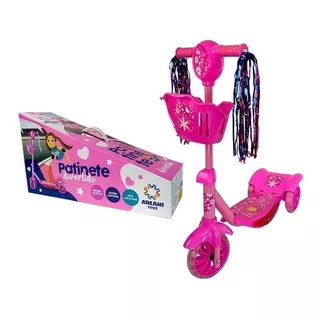 Patinete Arcani Toys  Radical  Rosa  Para Crianças Com Cesto