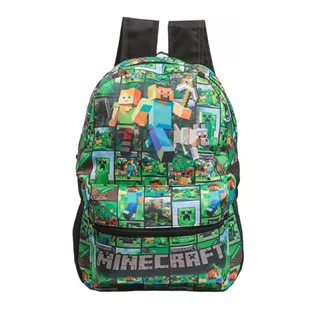 Mochila Minecraft Infantil Juvenil Lona Escolar Gamer 