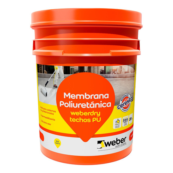 Membrana Liquida Poliuretano Weber Techos Pu X 20kg Color Blanco