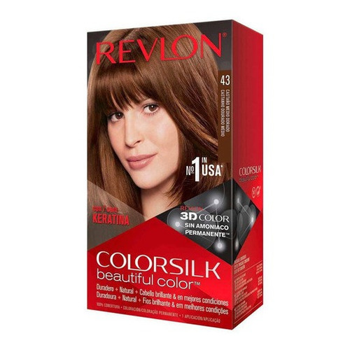 Kit Tintura Revlon  Colorsilk beautiful color™ tono 43 castaño medio dorado para cabello