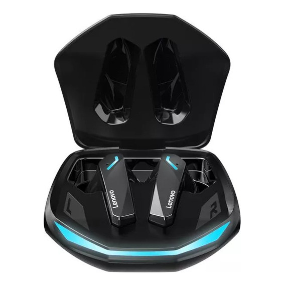 Audífono in-ear gamer inalámbrico Lenovo LivePods GM2 PRO negro con luz  azul LED