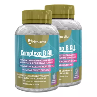 Kit 2 Complexo B 240cáps B1 B2 B3 B5 B6 B7 B9 B12 Vit Ativas