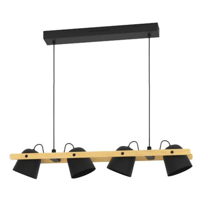 Colgante Hornwood-z 4 Luces Negro/madera