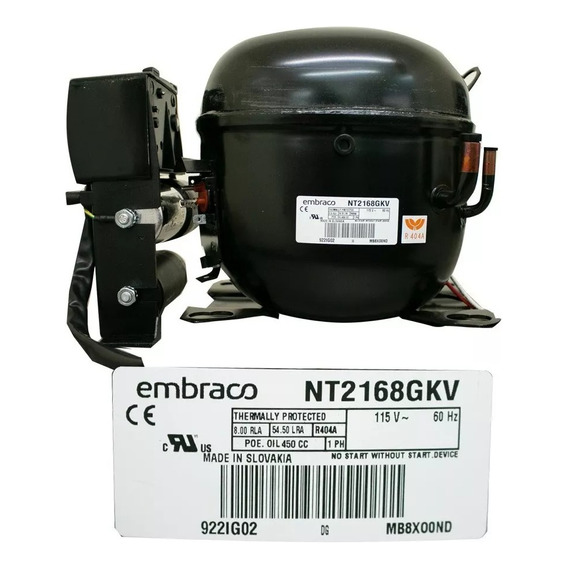 Compresor Embraco 3/4 Hp Gas 404a 110v 60 Hz Bajo Consumo